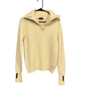 Ulvang 1/4 zip pullover sweater unisex M cream wool thumbholes shawl collar